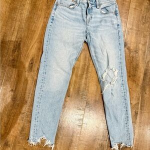American Eagle Outfitters Light Blue Distressed Ankle Jeans